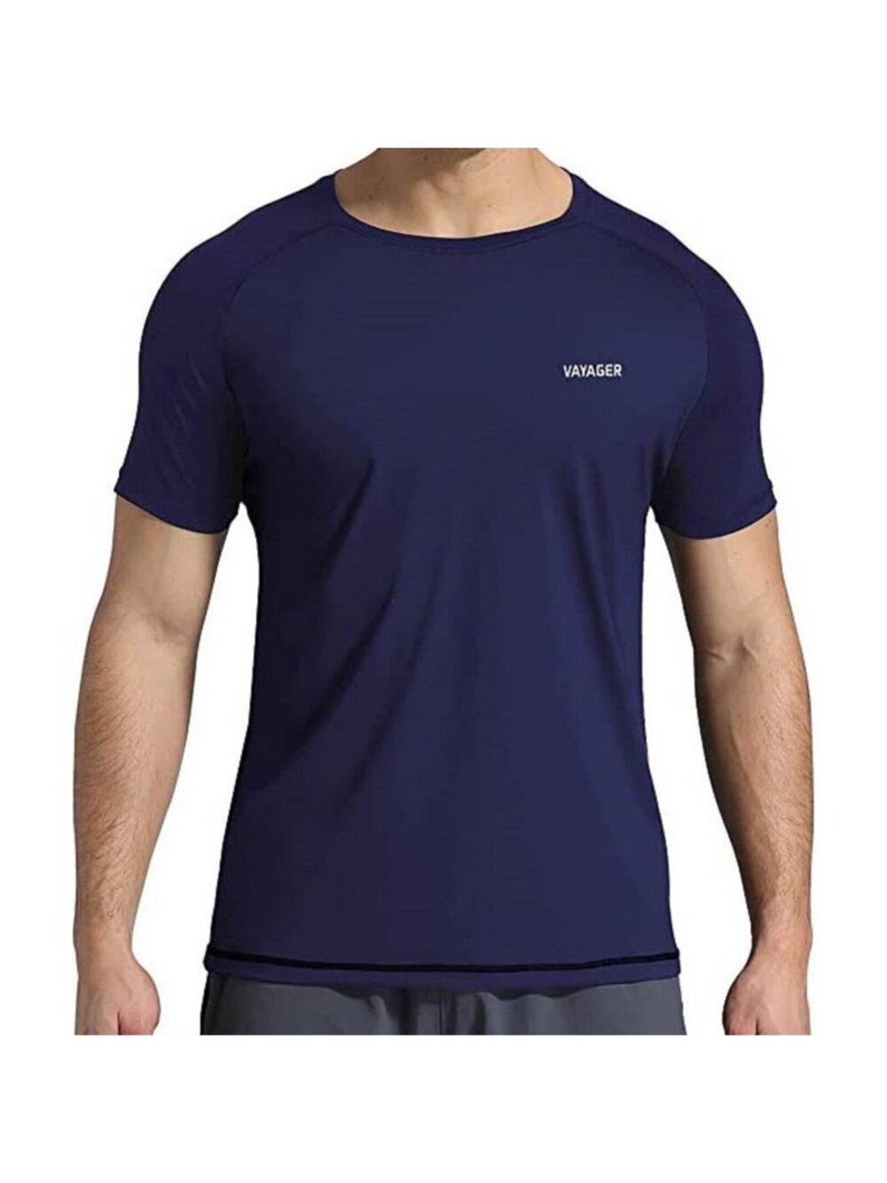 Men's Swim Shirt Rash Guard UPF 50+ SS Quick Drying Crew Navy Medium
